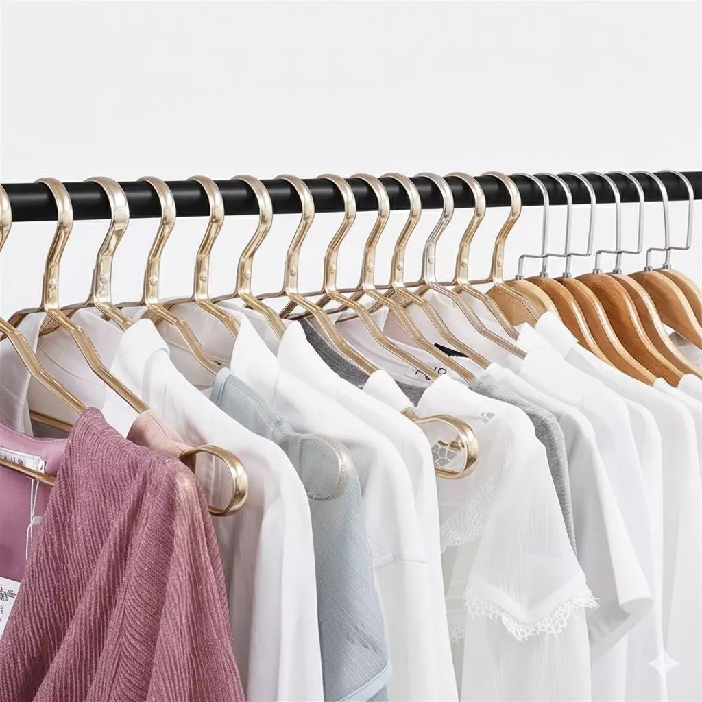 PERCHERO ORGANIZADOR COLGANTE DE ROPA DOBLE SENCILLO DORADO, NEGRO Y BLANCO WM-3