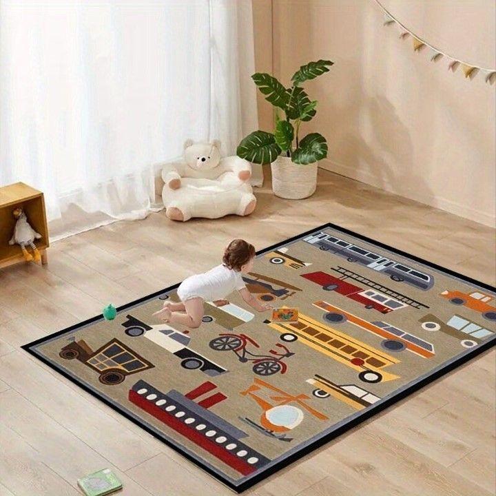 ALFOMBRA DE NIÑO DISEÑO CAFE MEDIOS DE TRANSPORTE 120X160 CM WM-2