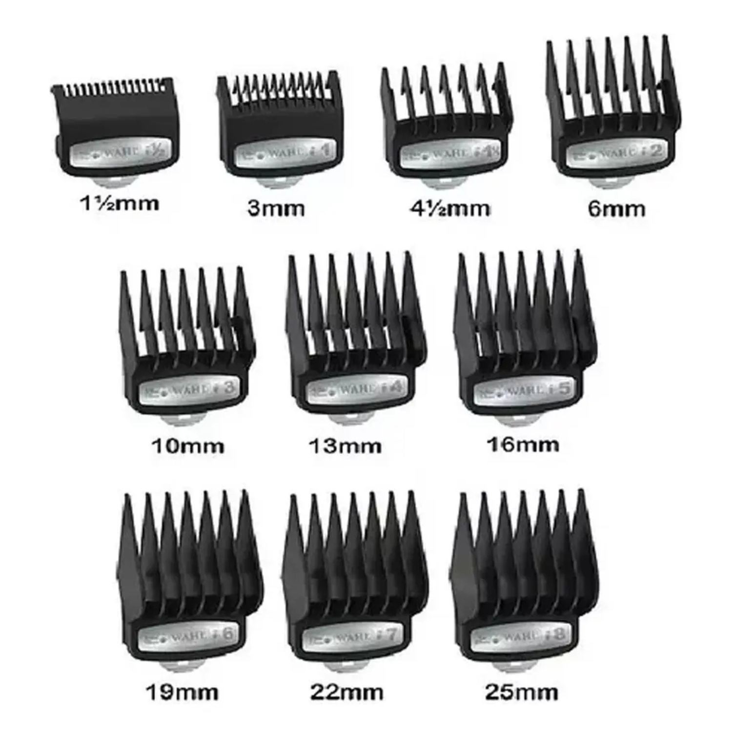 Set Peines De Alza Guia Wahl Premium Metalico X 10 U Color Negro-0