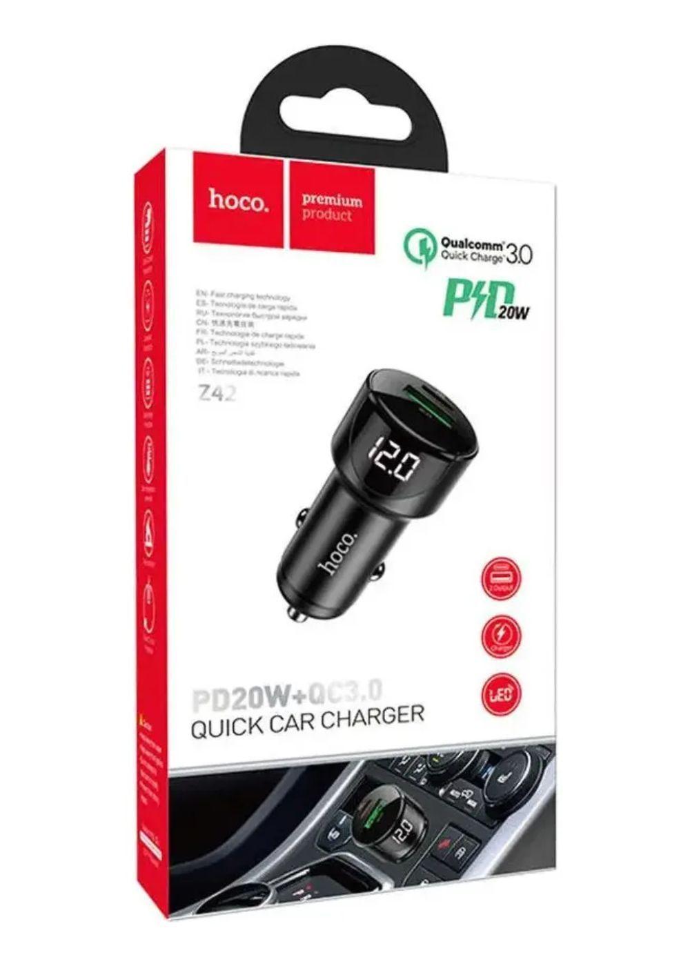 Cargador De Auto Qc3.0 18w + Pd 20w Con Led Digital Hoco-3