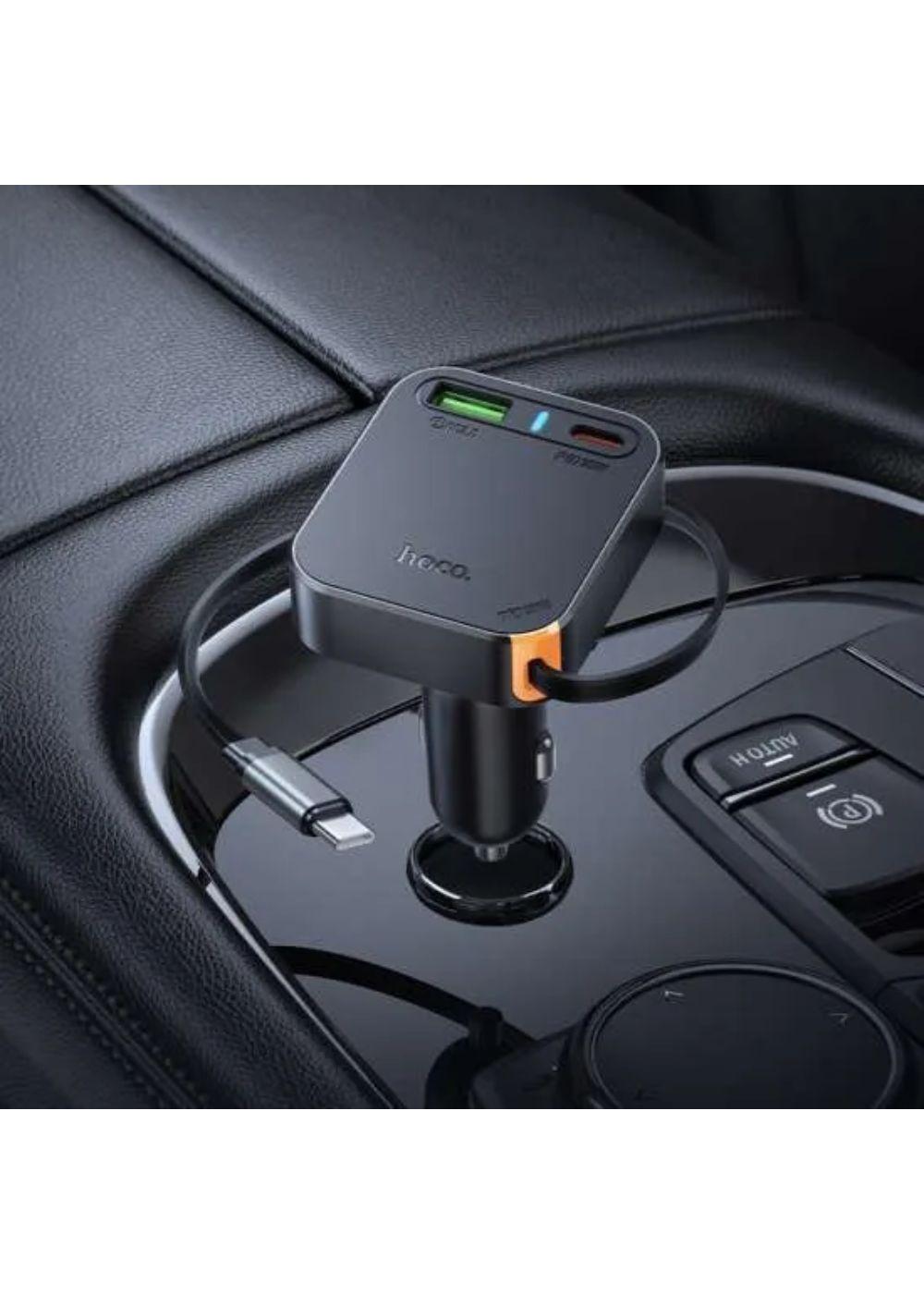 Cargador De Auto Usb + Usb C Con Cable Retráctil Pd 65w -4
