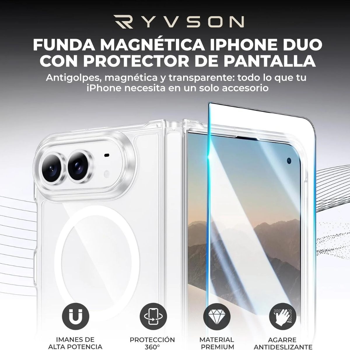 Carcasa Para Iphone Duo Magnetica Transparente Antigolpes-3