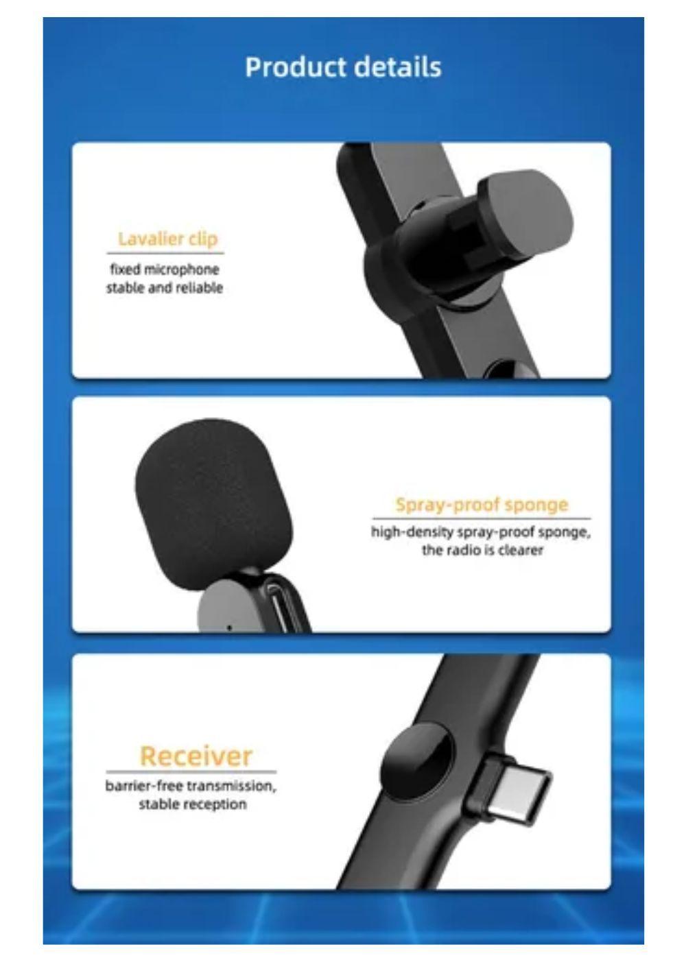 Microfono Inalambrico Para Android Usb-c Plug Play Lavalier-7