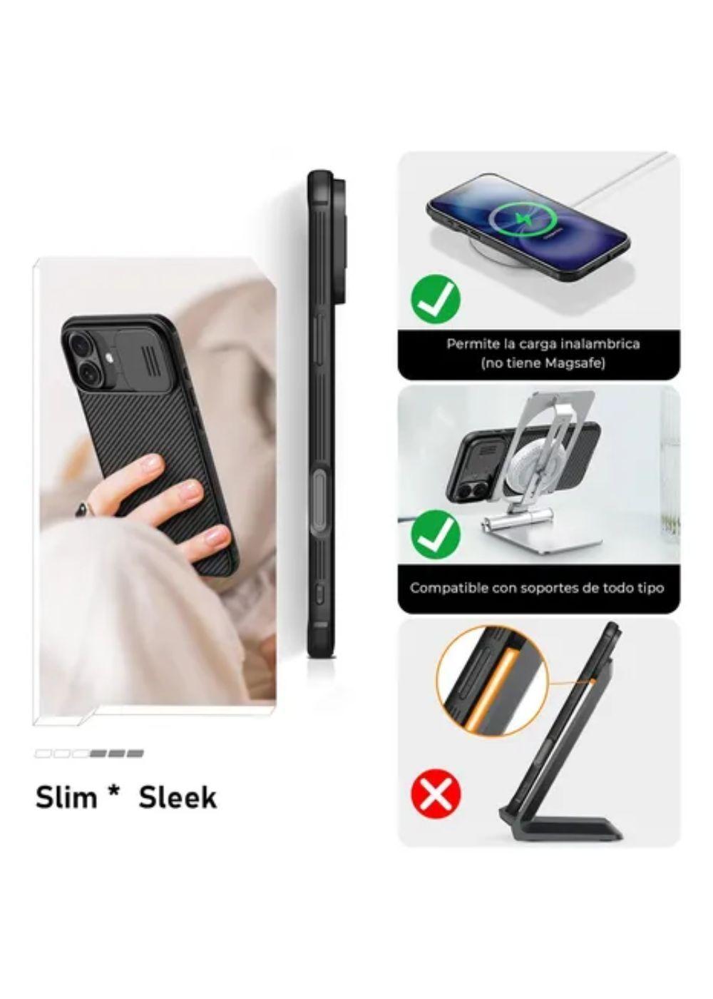 Carcasa Para iPhone 16 Nillkin Camshield Antigolpes Negro-4