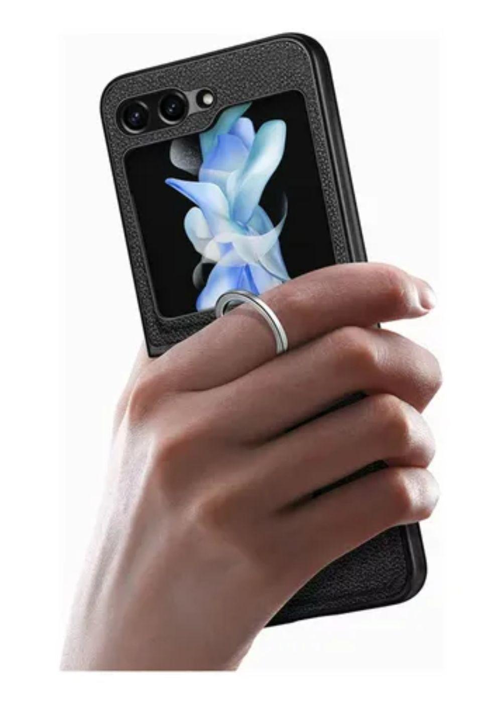 Carcasa Para Samsung Z Flip 5 Cuero Premium Color Con Anillo-4