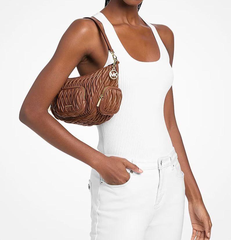 Cartera Merritt Michael Kors color Cafe, mediana correas desmontables-2