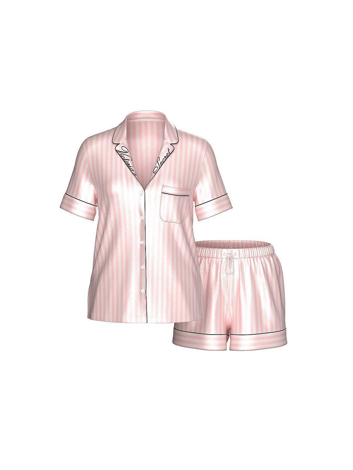 Victoria’s Secret Pink – Pijama Corto de Satén Iconic Stripe-2