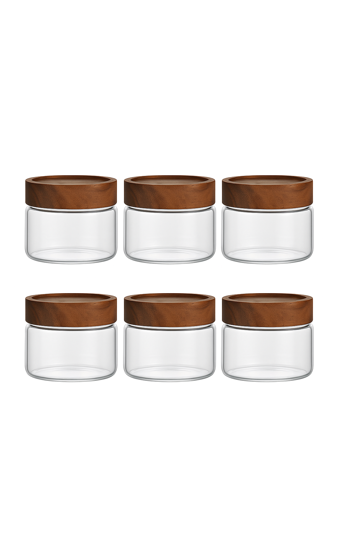 SET x6 Frasco de Vidrio 400cc con Tapa Rosca de Madera (S)-0