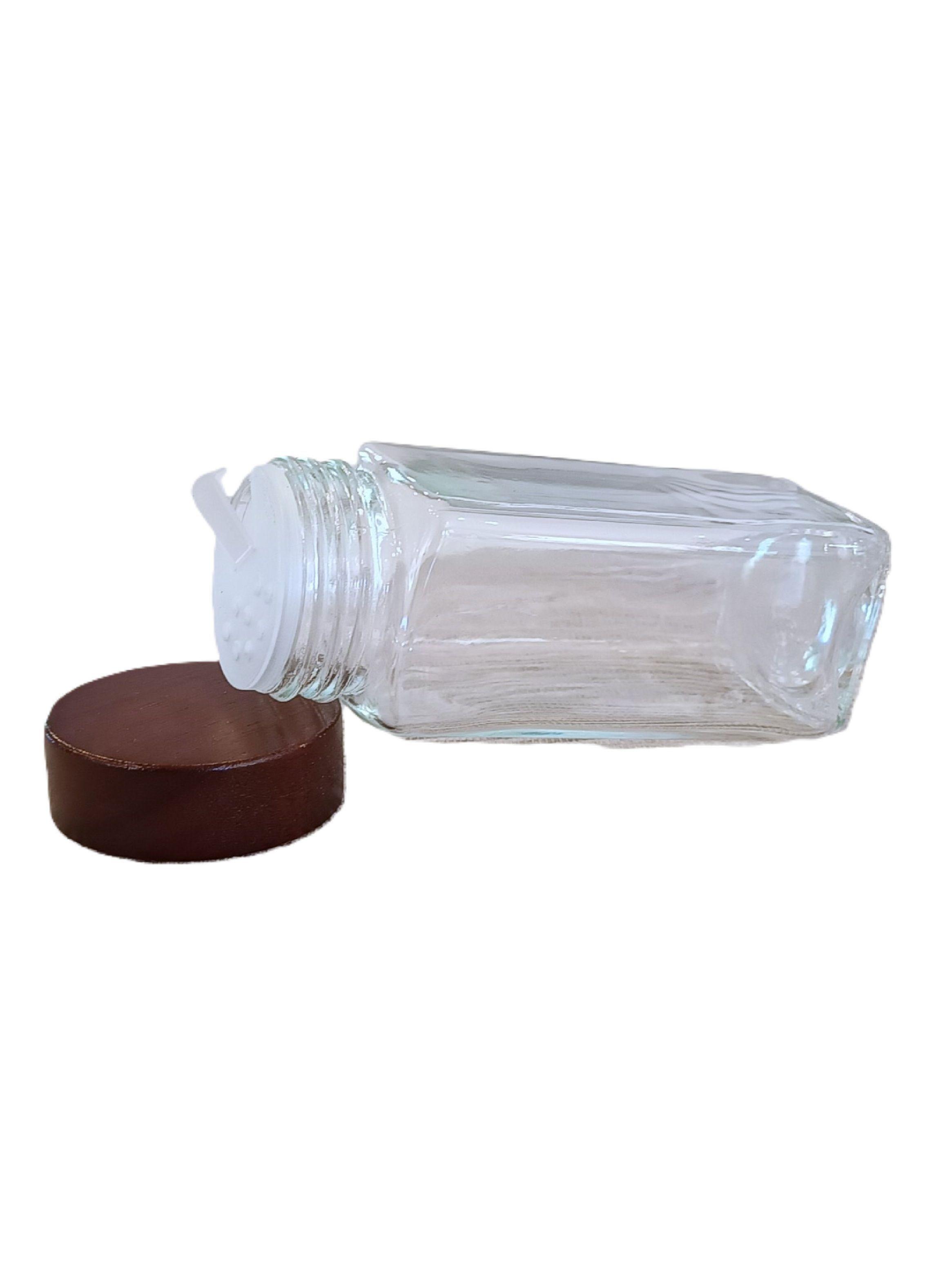 Frasco de vidrio para condimentos Tapa de madera 120ml-2