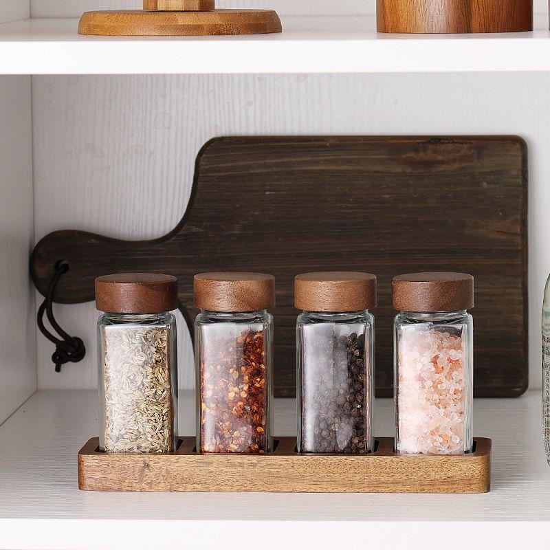 Frasco de vidrio para condimentos Tapa de madera 120ml-5