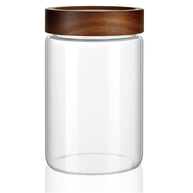 SET x6 Frasco de Vidrio 900cc con Tapa Rosca de Madera (M)-2