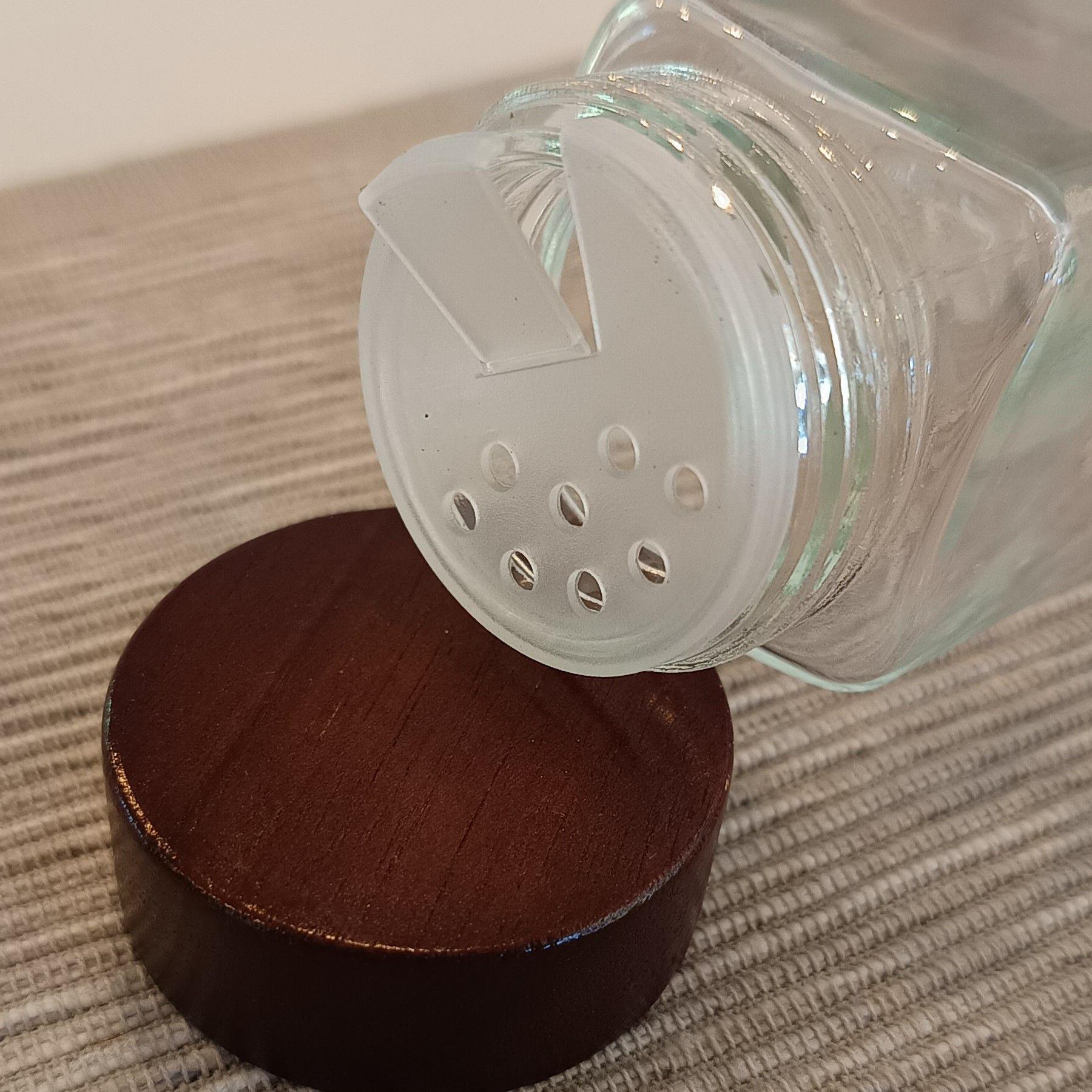 Set x6 frascos de vidrio condimentos con tapa de madera-7