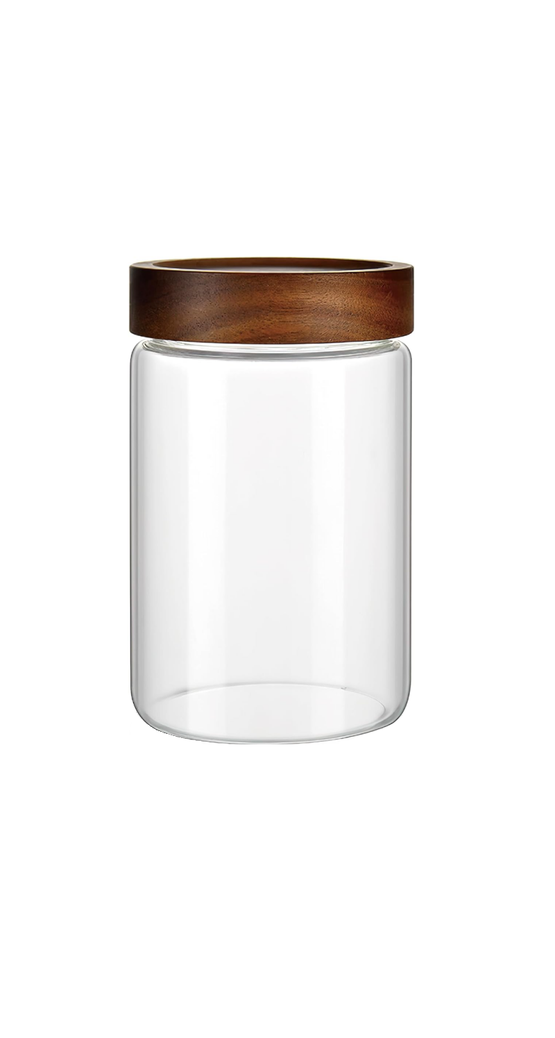 Frasco de Vidrio 900cc con Tapa Rosca de Madera (M)-0