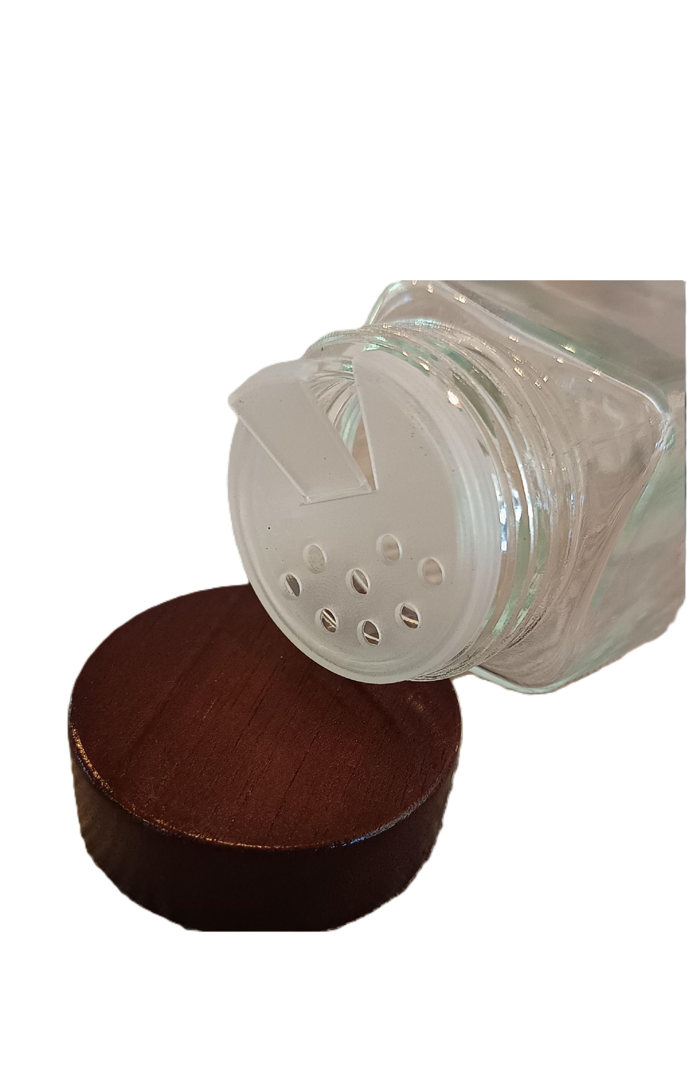 Frasco de vidrio para condimentos con tapa de madera-2