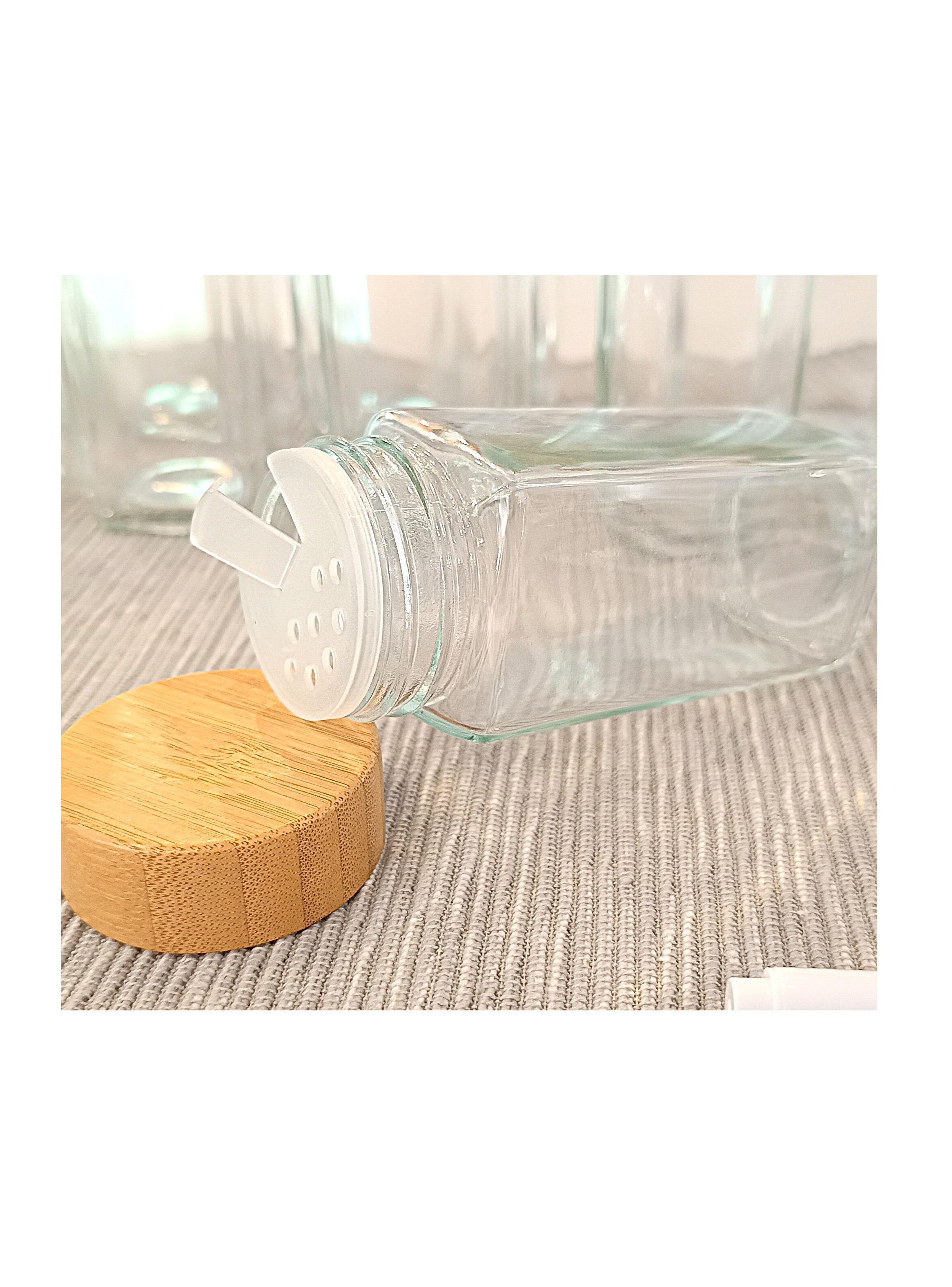 Set 24 frascos de vidrio para condimentos. Tapa bambú y accesorios (120ml)-3