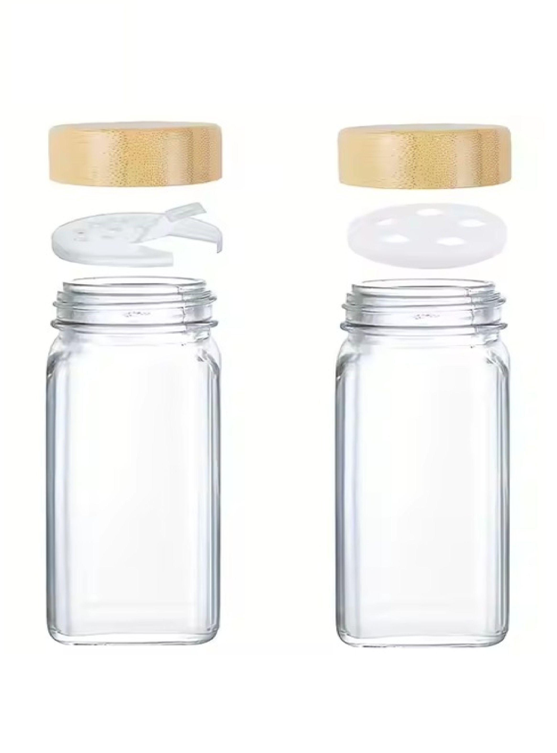 Set 24 frascos de vidrio para condimentos. Tapa bambú y accesorios (120ml)-4
