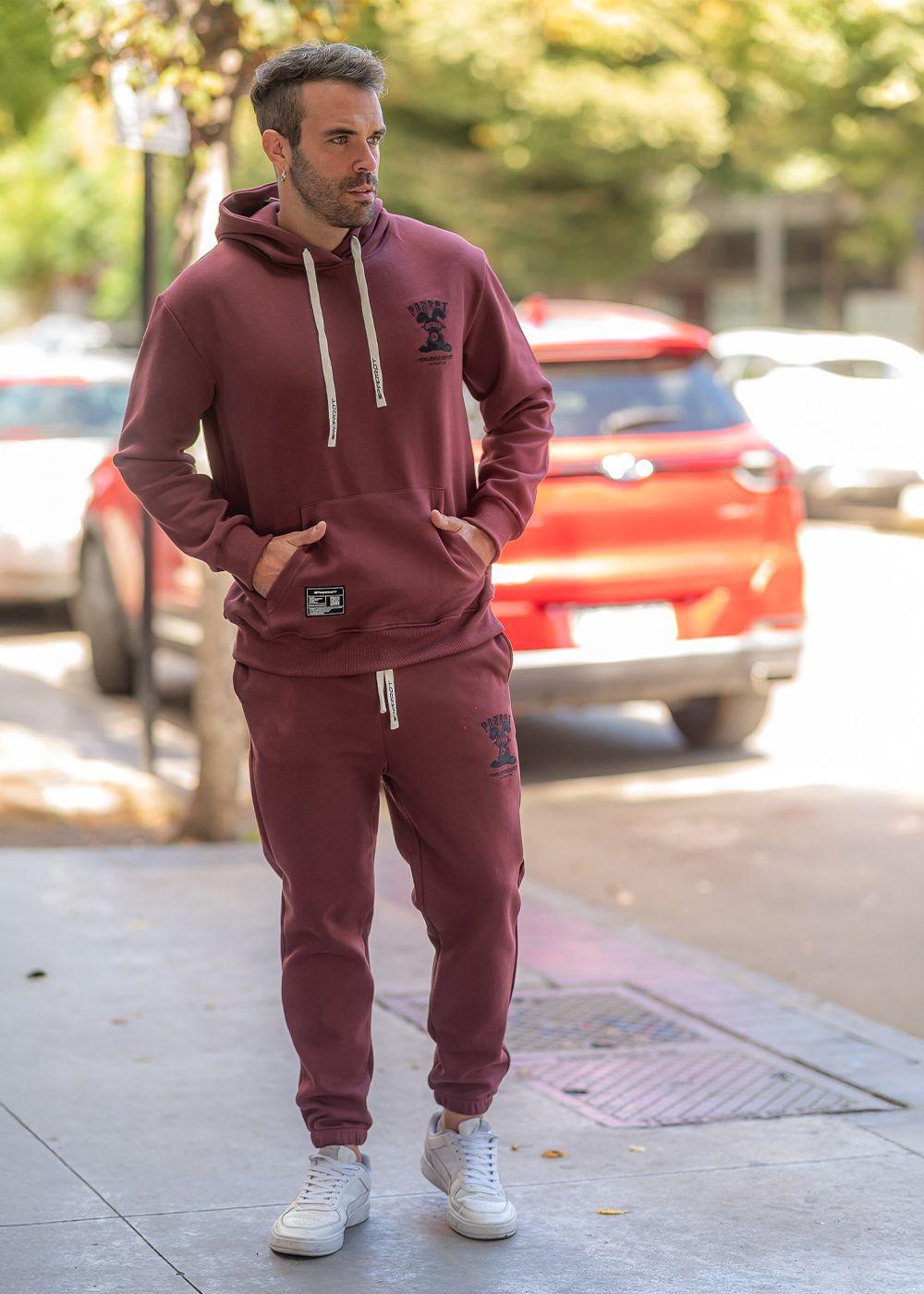 SET DE BUZO PARA HOMBRE, COMPUESTO POR POLERÓN CON GORRO Y JOGGER-3