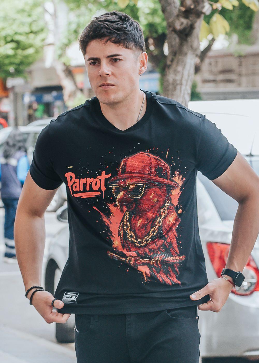 Polera Premium Loro Marca Parrot | L - Negro-2