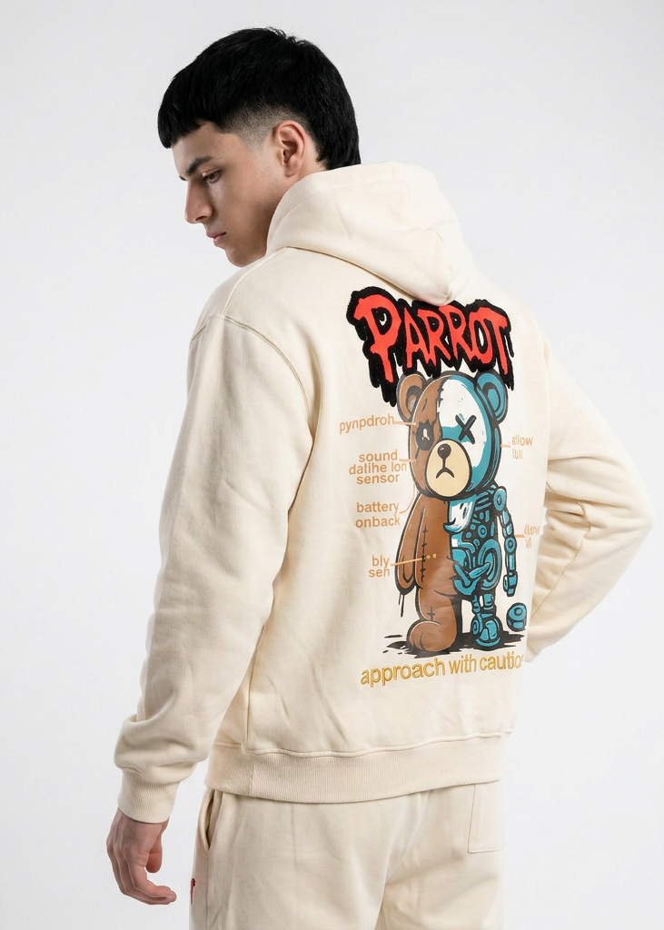 CONJUNTO BUZO Y POLERÓN OSO ROBOT PARROT Beige 2XL-1
