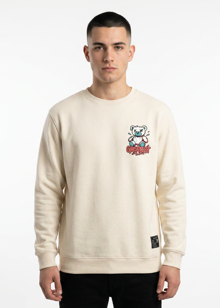 Polerón cuello polo redondo Blanco L-0