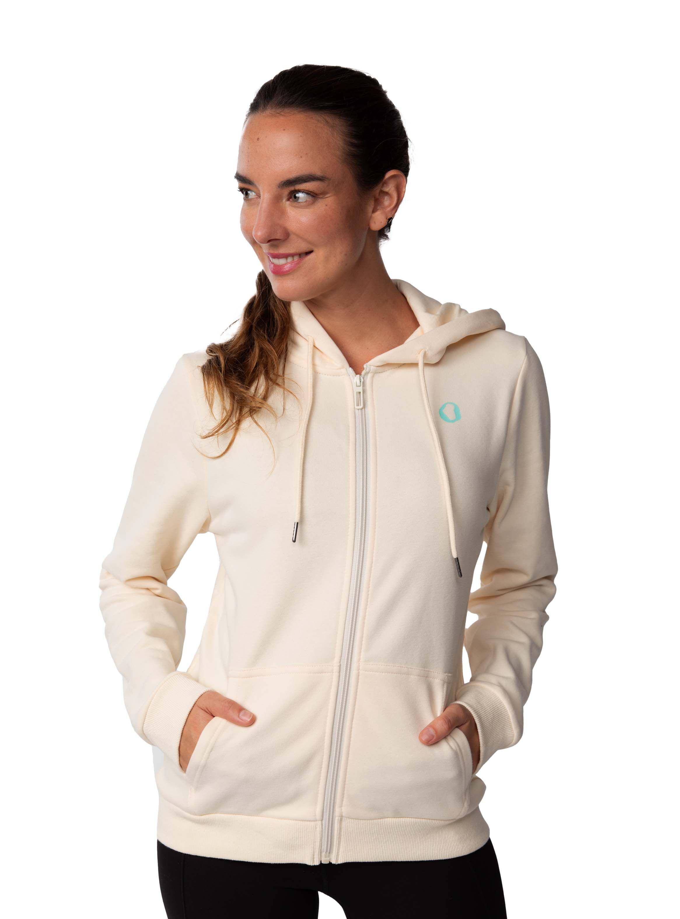 Polerón Canguro con cierre y capucha Mujer - Blanco-0