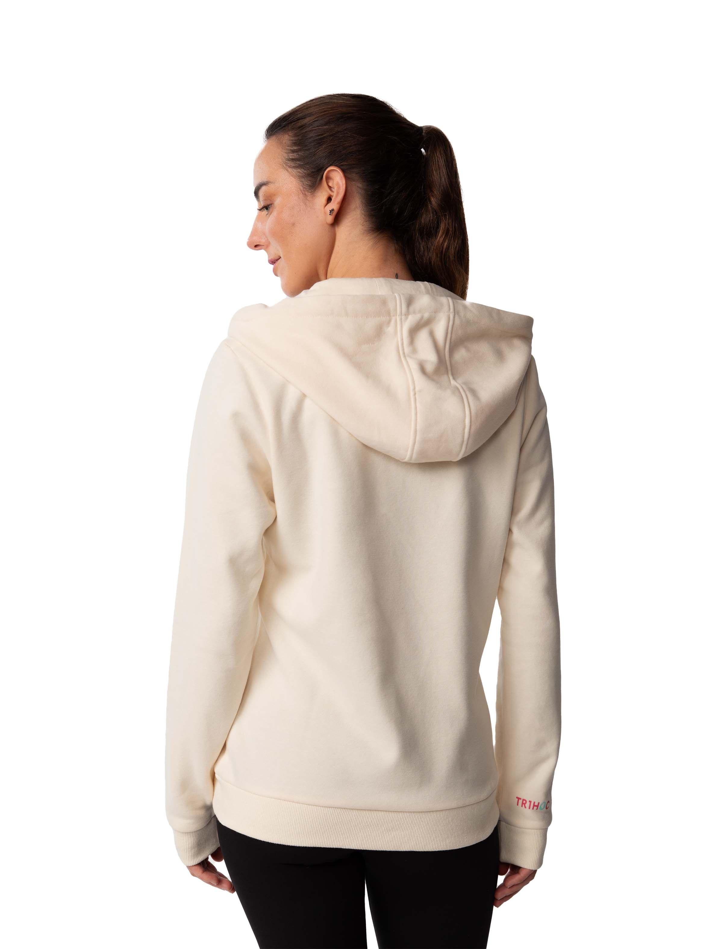 Polerón Canguro con cierre y capucha Mujer - Blanco-1