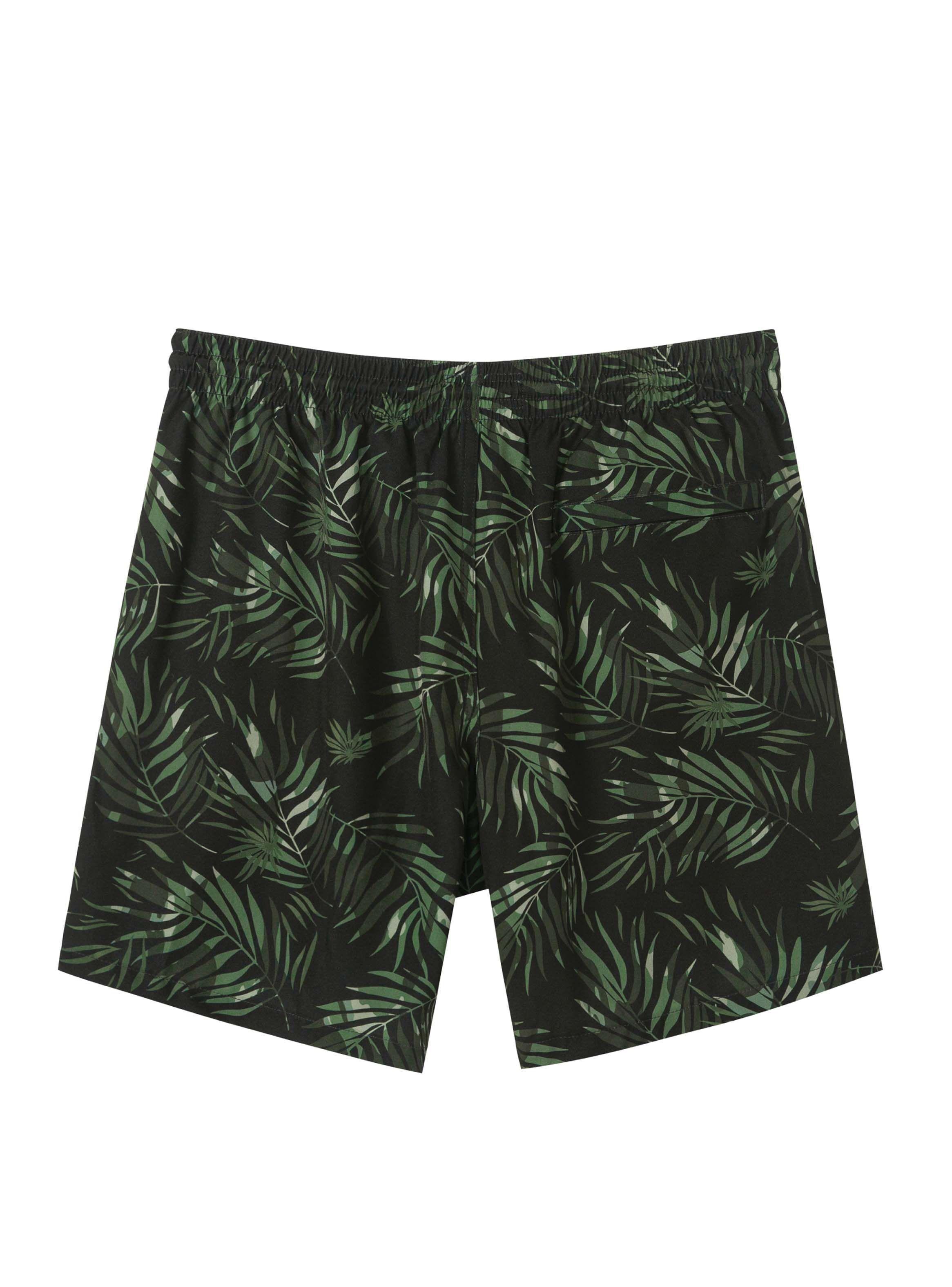 Traje de Baño 2 en 1 Green-Black Leaves printed-2