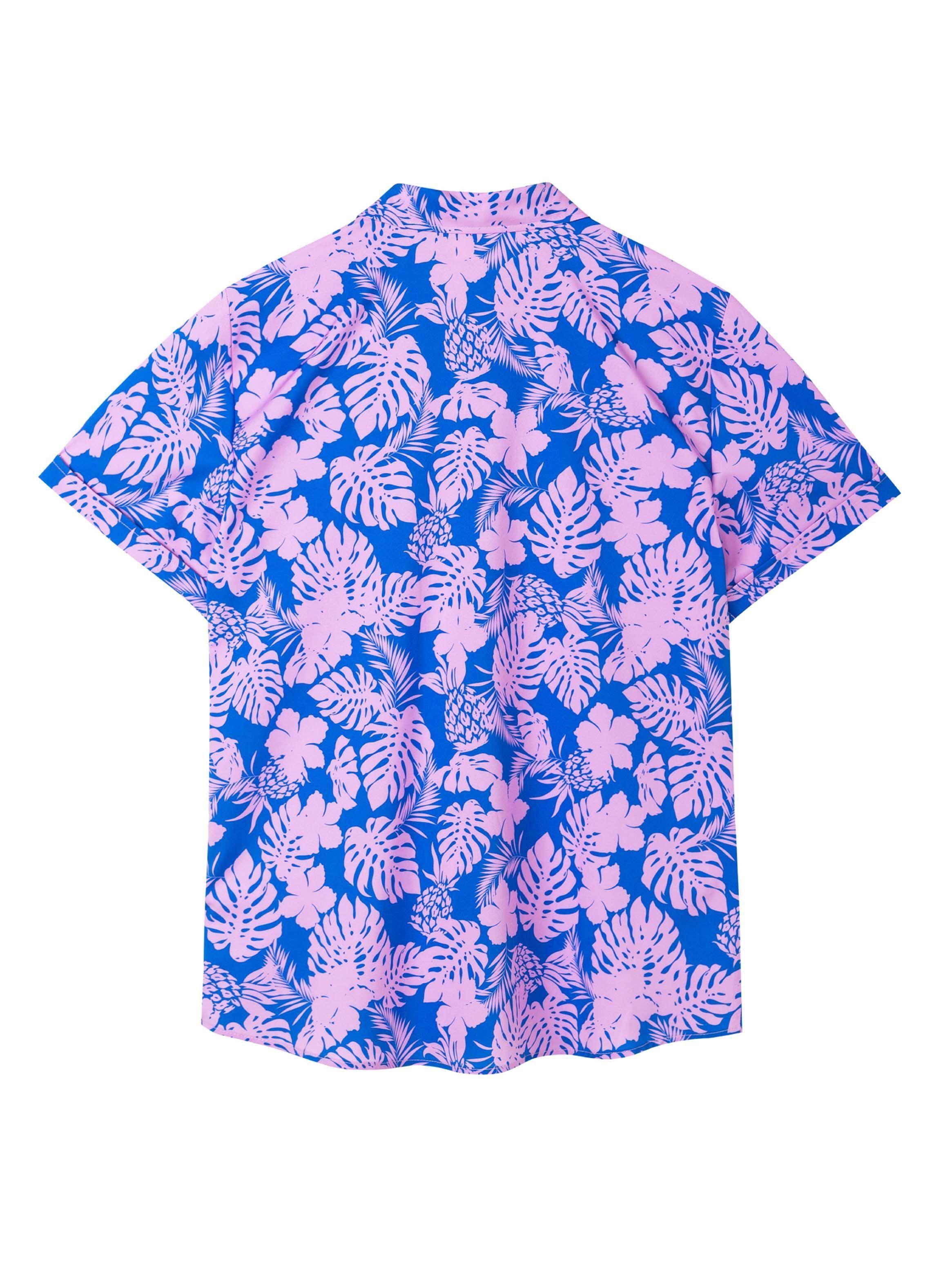 Guayabera Blue with Pink Laves-1