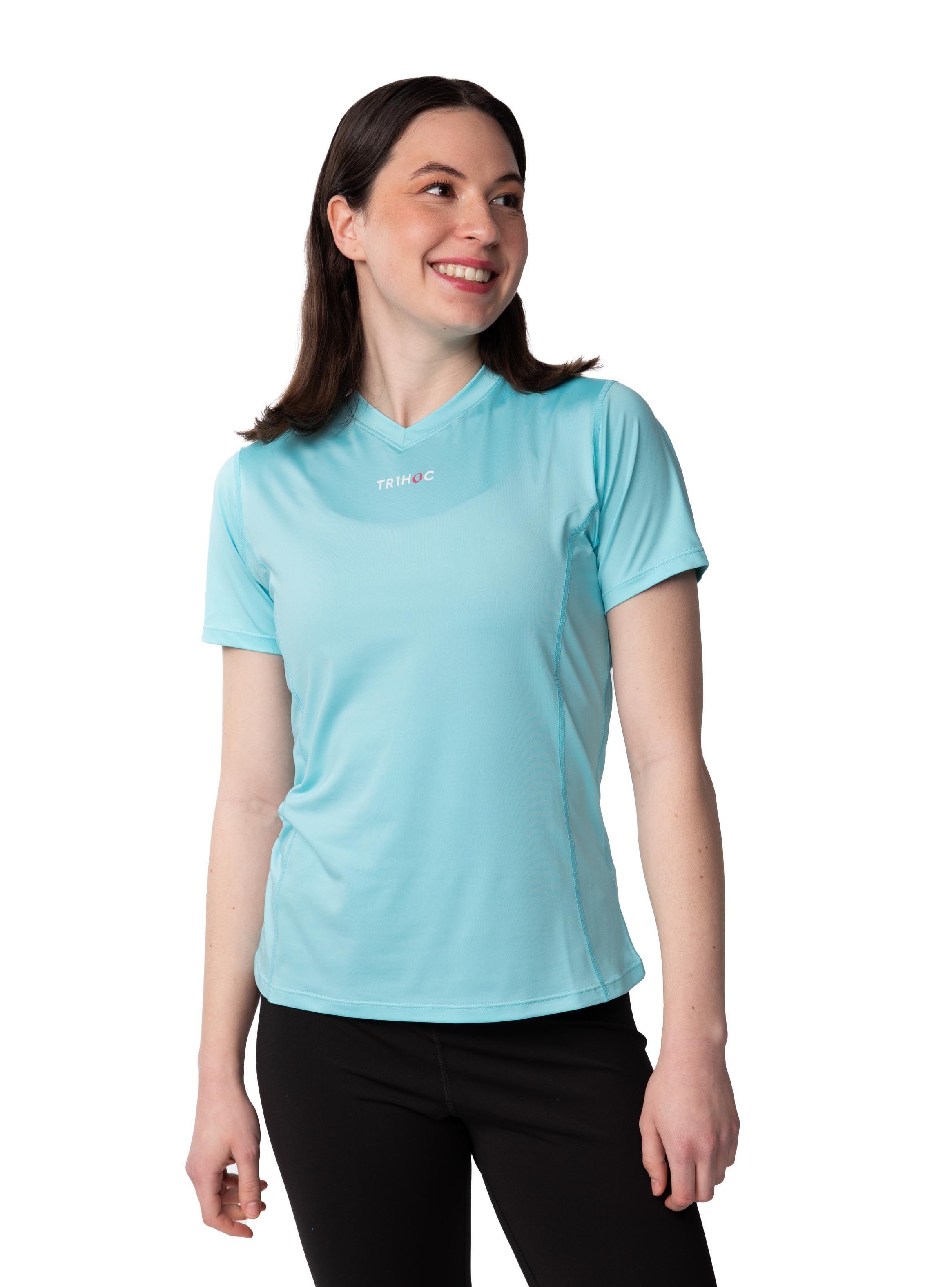 Polera cuello en V Mujer - Turquesa-0