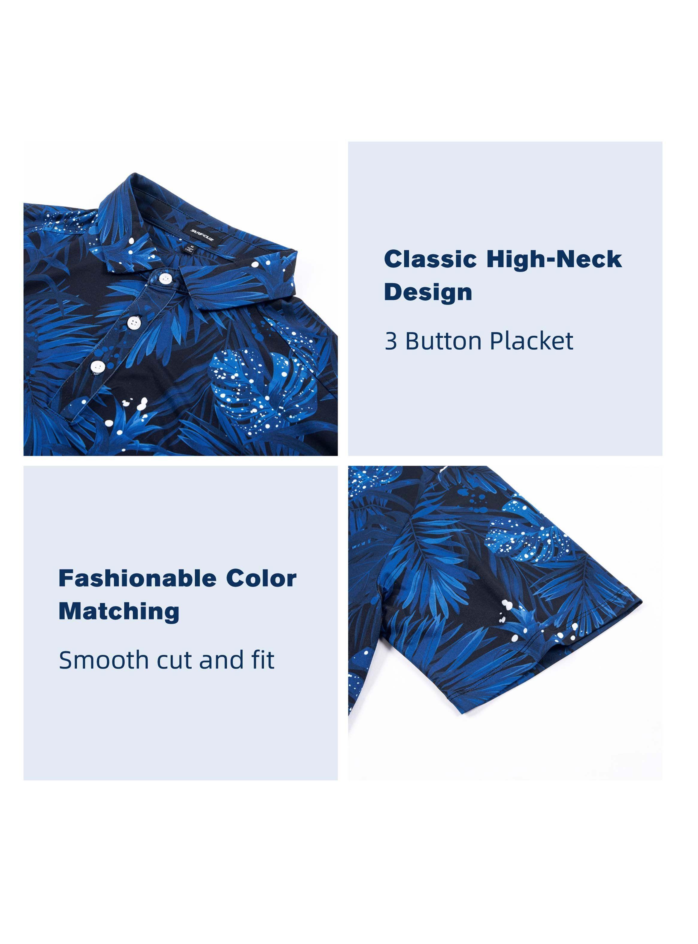 Polera de Golf Blue Leaves-2