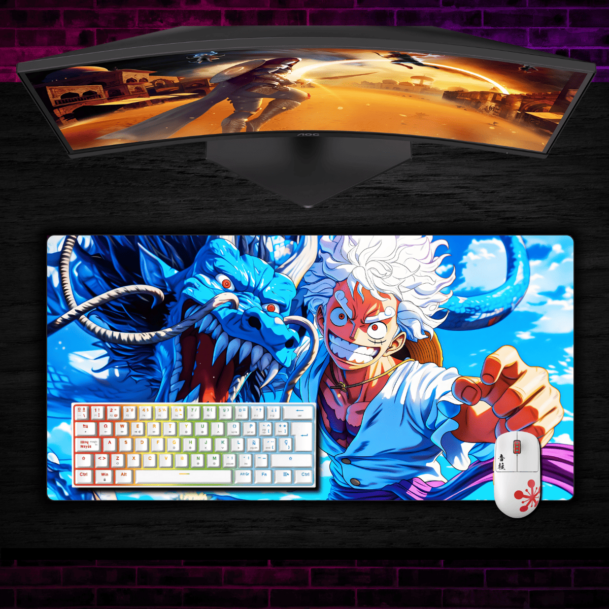 Mousepad One Piece 60x35 cm Kaido vs Luffy Waterproof-1