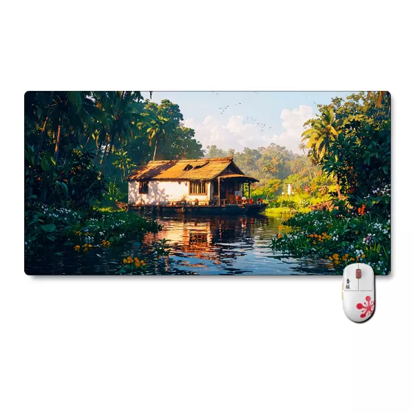 Mousepad Arte Digital 80x40 cm Casa Flotante Waterproof-0