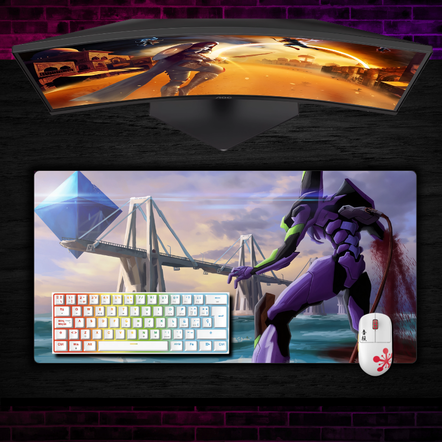Mousepad Evangelion 60x35 cm Angel vs Eva01 Waterproof-1