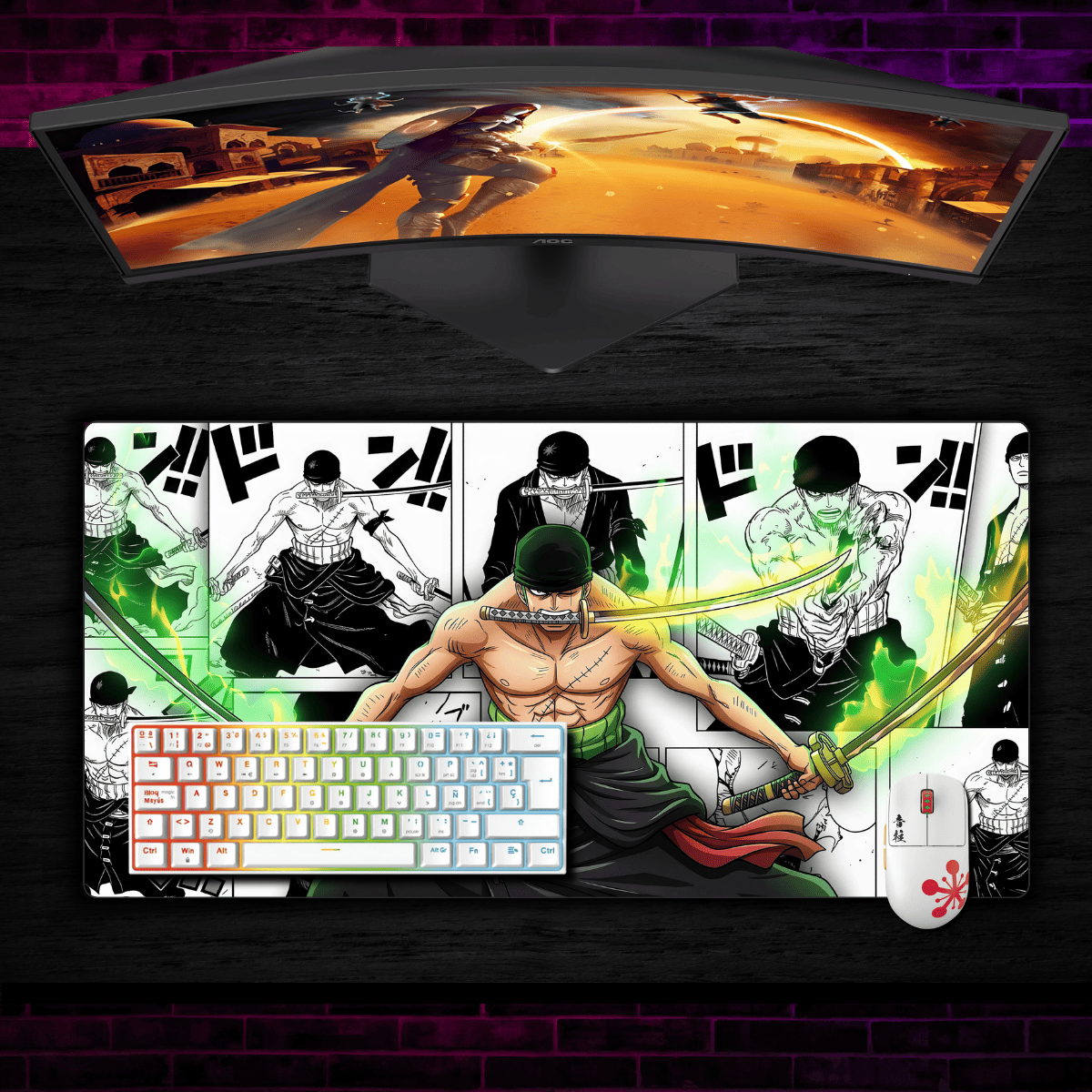 Mousepad One Piece 90x40 cm Zoro Rey Waterproof-1