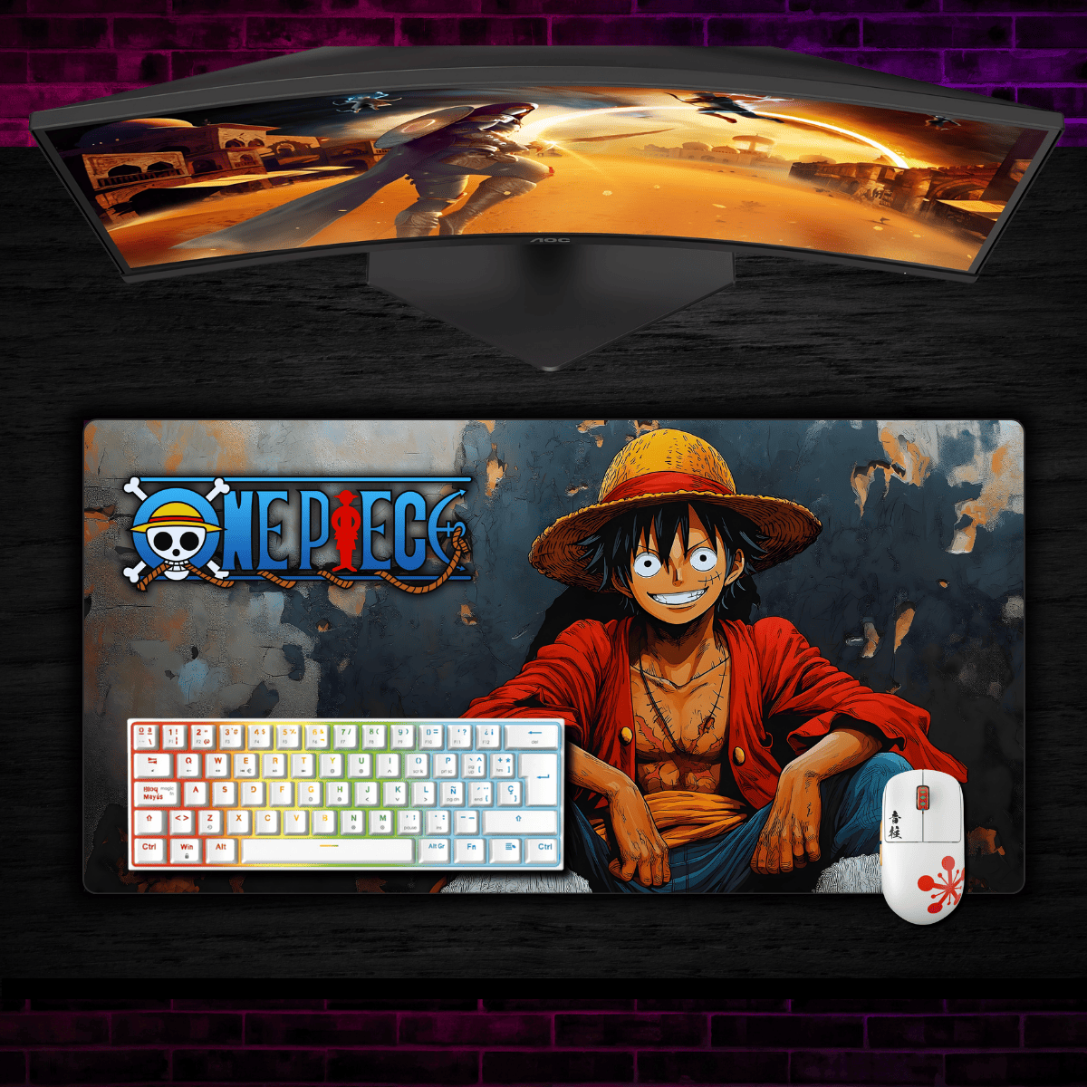 Mousepad One Piece 80x40 cm Luffy Wanted Waterproof-1