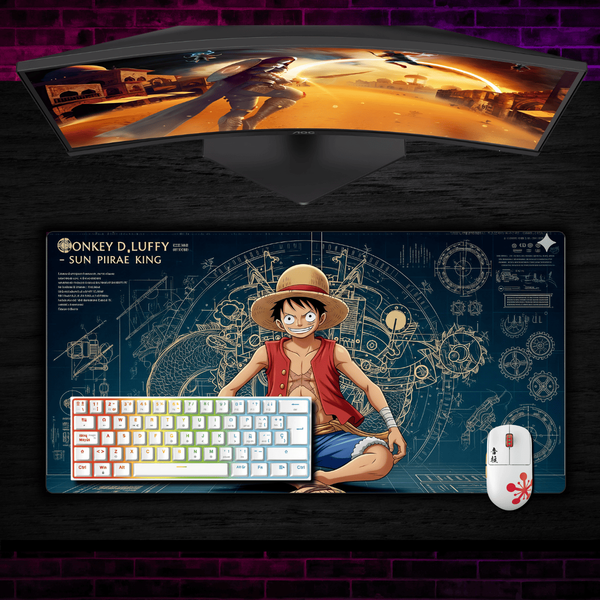 Mousepad One Piece 90x40 cm Luffy Plano Waterproof-1