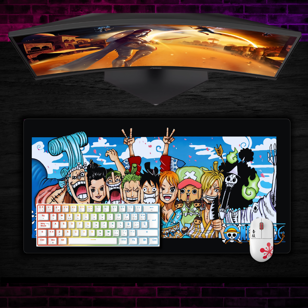 Mousepad One Piece 80x40 cm Waterproof Amigos Unidos-1