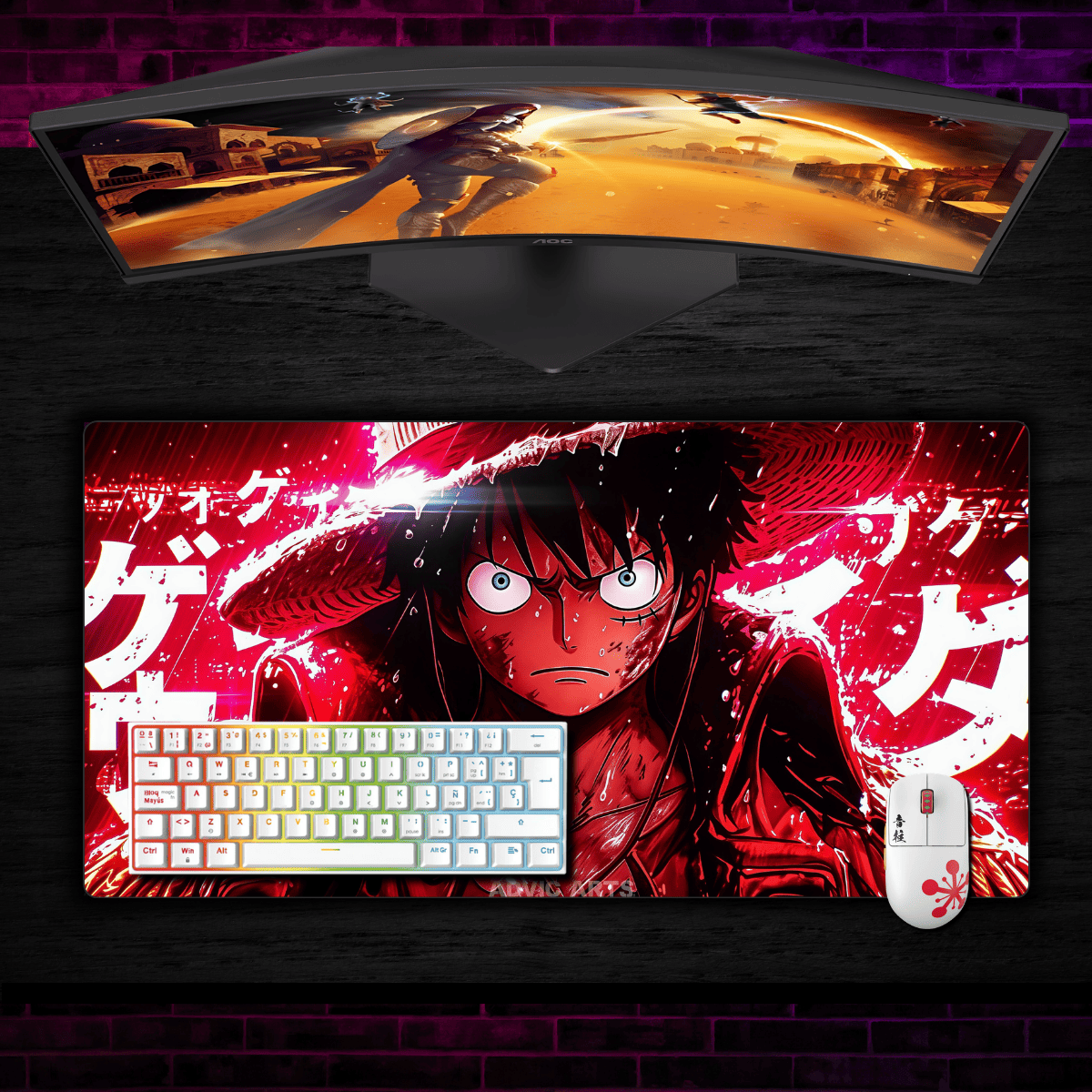 Mousepad One Piece 80x40 cm Luffy Rojo Waterproof-1