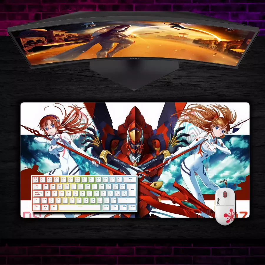 Mousepad Evangelion 90x40 cm Mari y Asuka Waterproof-1