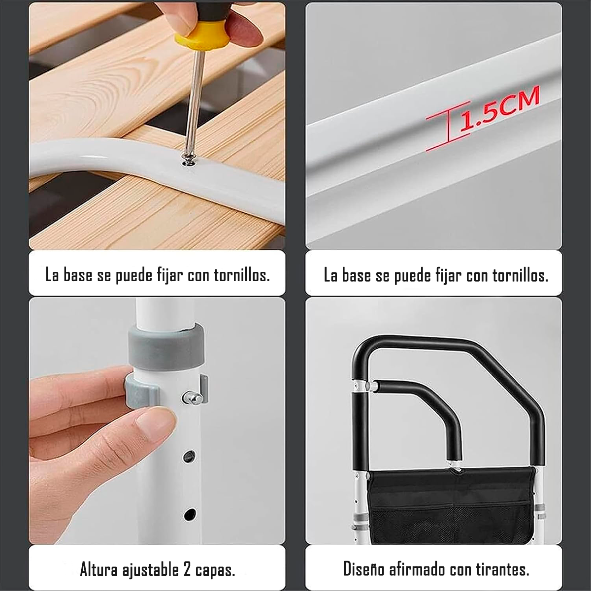 Baranda Barra Seguridad Para Cama Adulto Mayor Doble Agarre-5