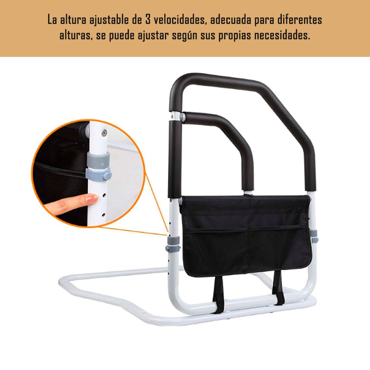 Baranda Barra Seguridad Para Cama Adulto Mayor Doble Agarre-5