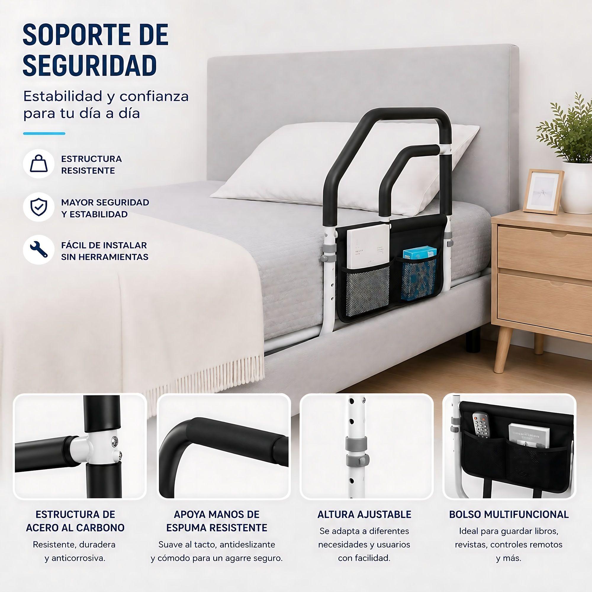 Baranda Barra Seguridad Para Cama Adulto Mayor Doble Agarre-2