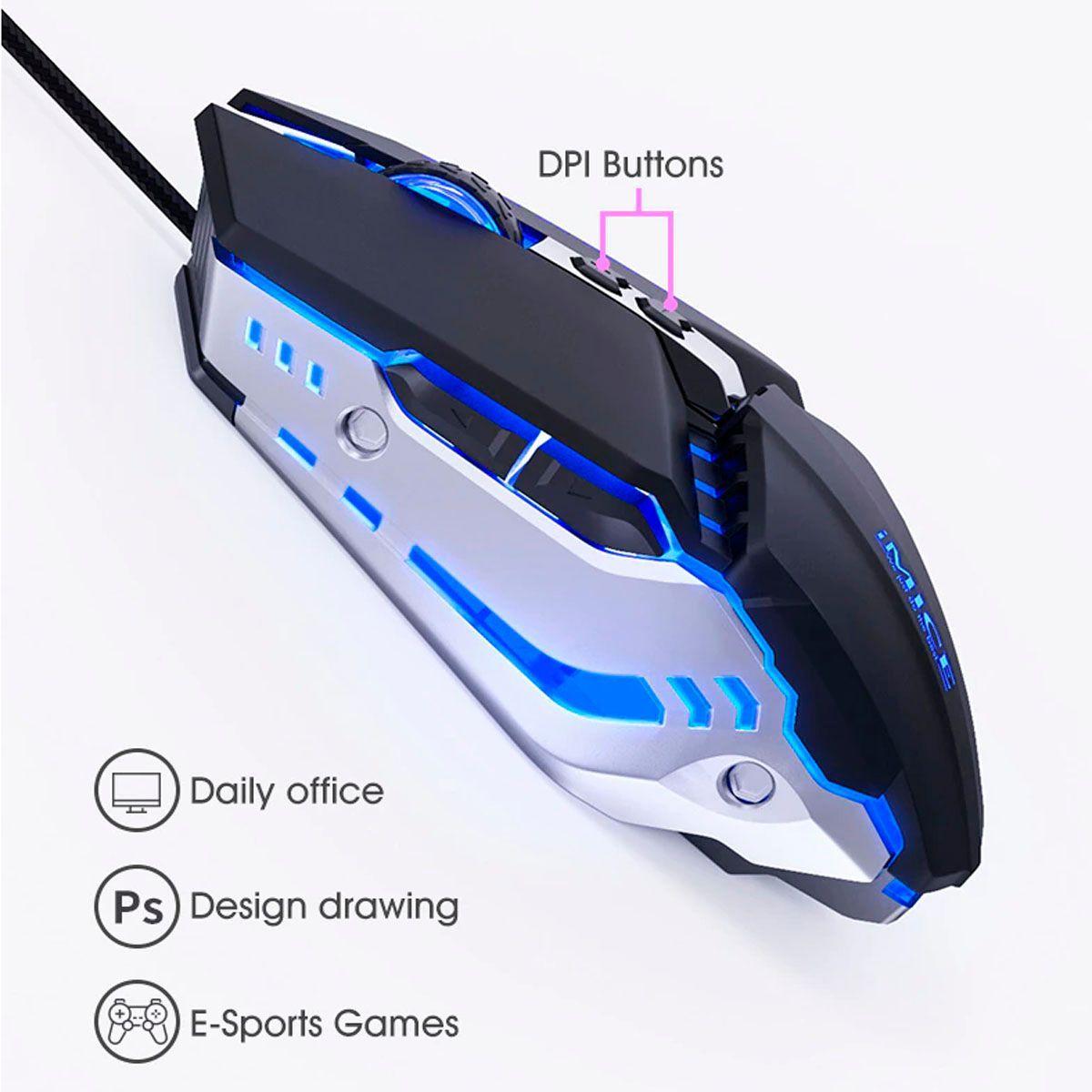 Mouse Gamer RGB iMice T80 3200 DPI Iluminado Maus Gamer-3
