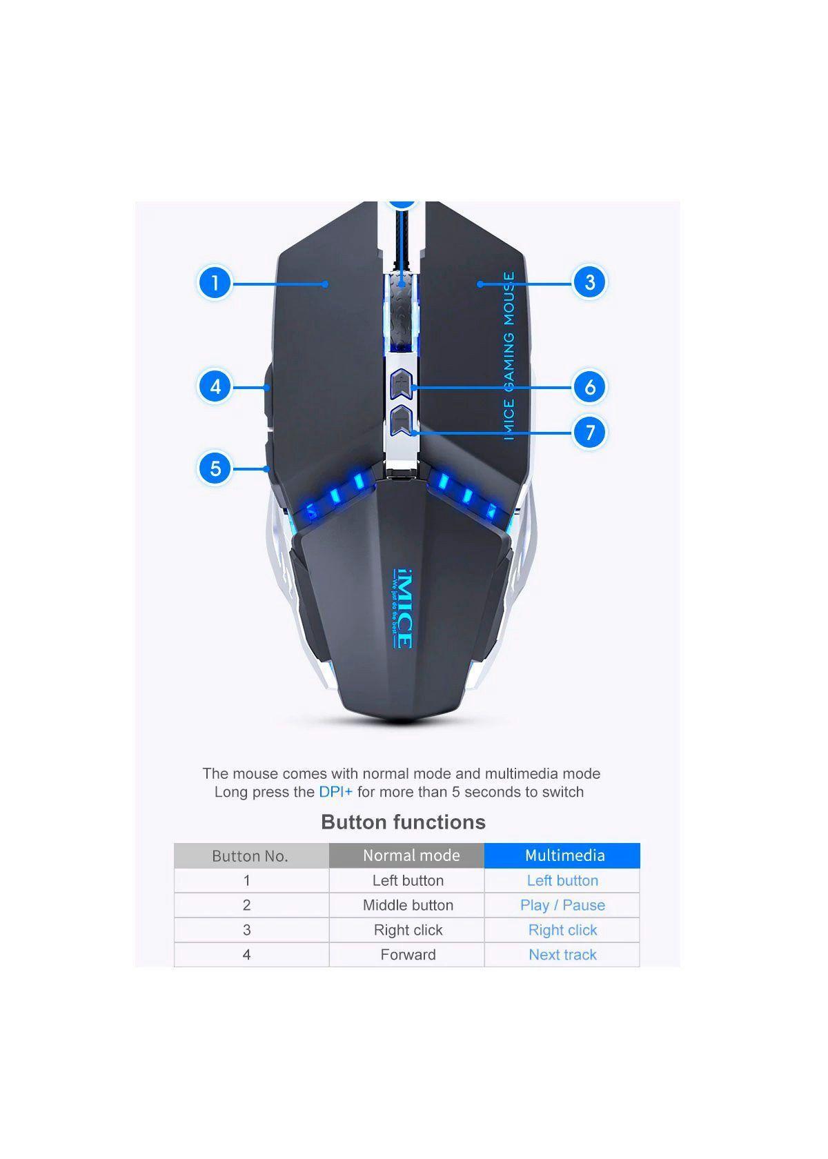 Mouse Gamer RGB iMice T80 3200 DPI Iluminado Maus Gamer-2