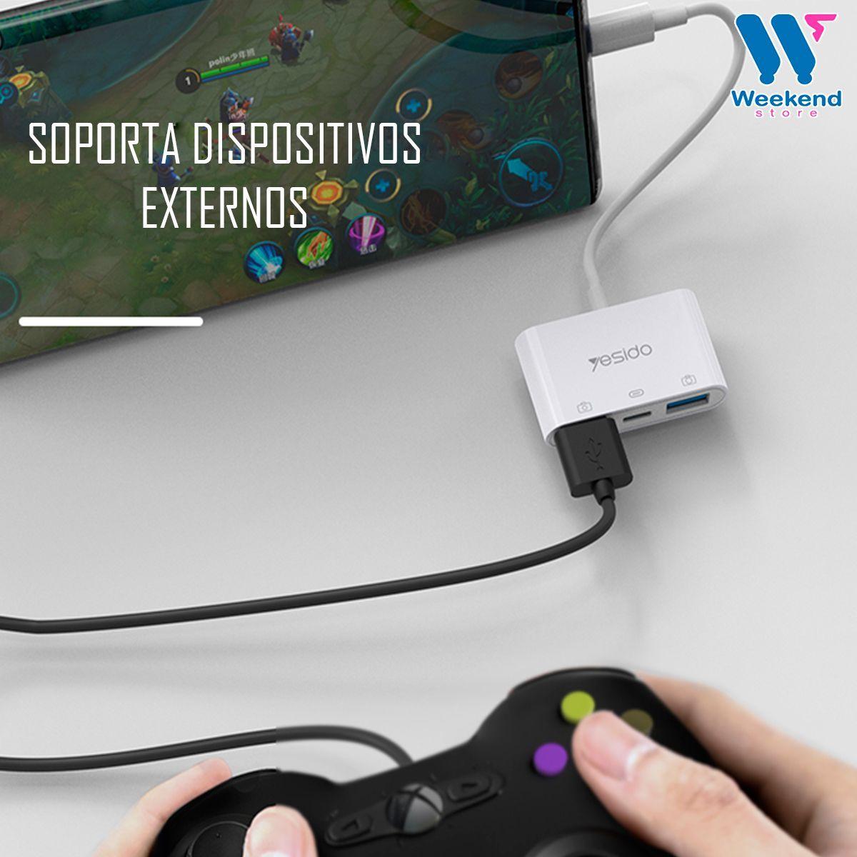 Adaptador 3 En 1 Otg Yesido Gs17 2 Entradas Usb 1 Tipo C-3