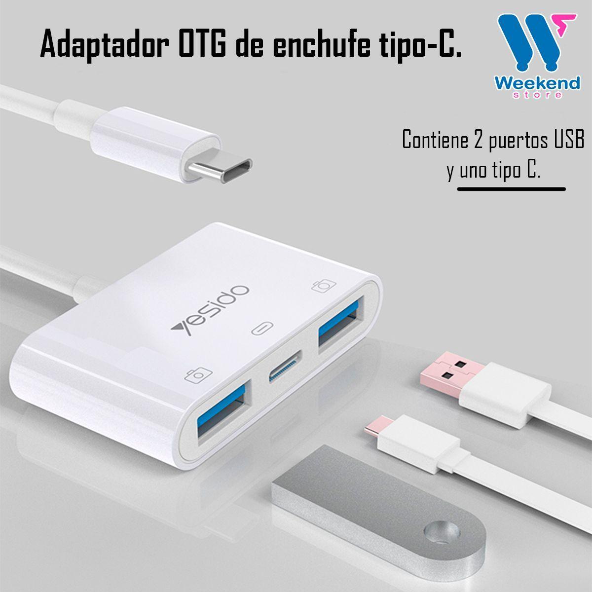 Adaptador 3 En 1 Otg Yesido Gs17 2 Entradas Usb 1 Tipo C-1
