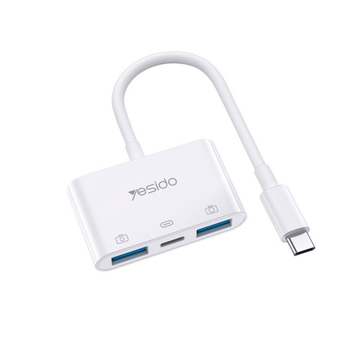 Adaptador 3 En 1 Otg Yesido Gs17 2 Entradas Usb 1 Tipo C-0