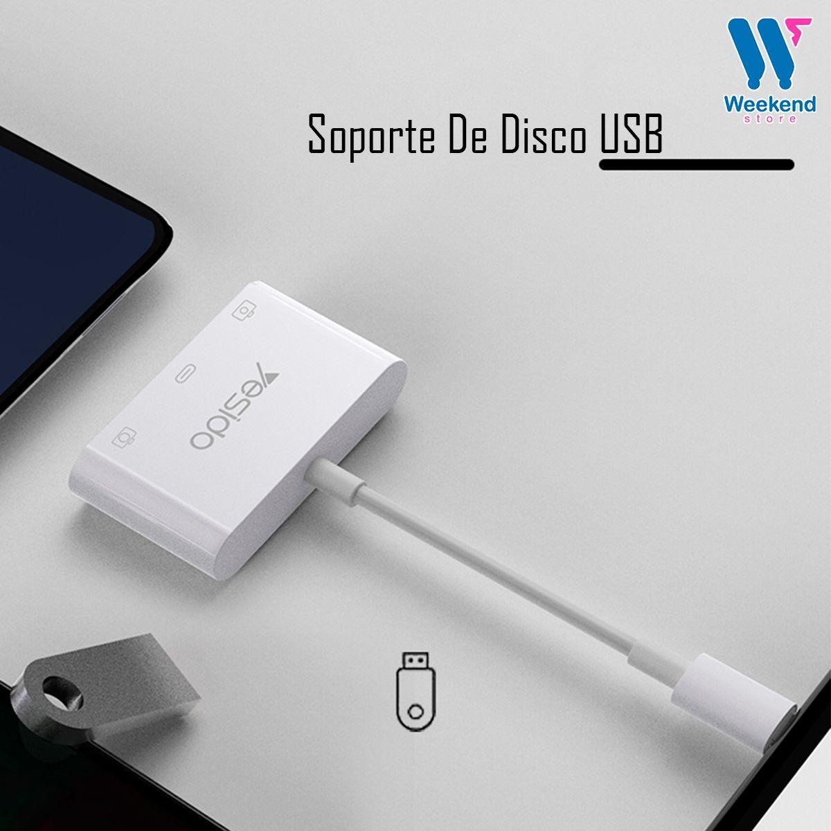 Adaptador 3 En 1 Otg Yesido Gs17 2 Entradas Usb 1 Tipo C-6