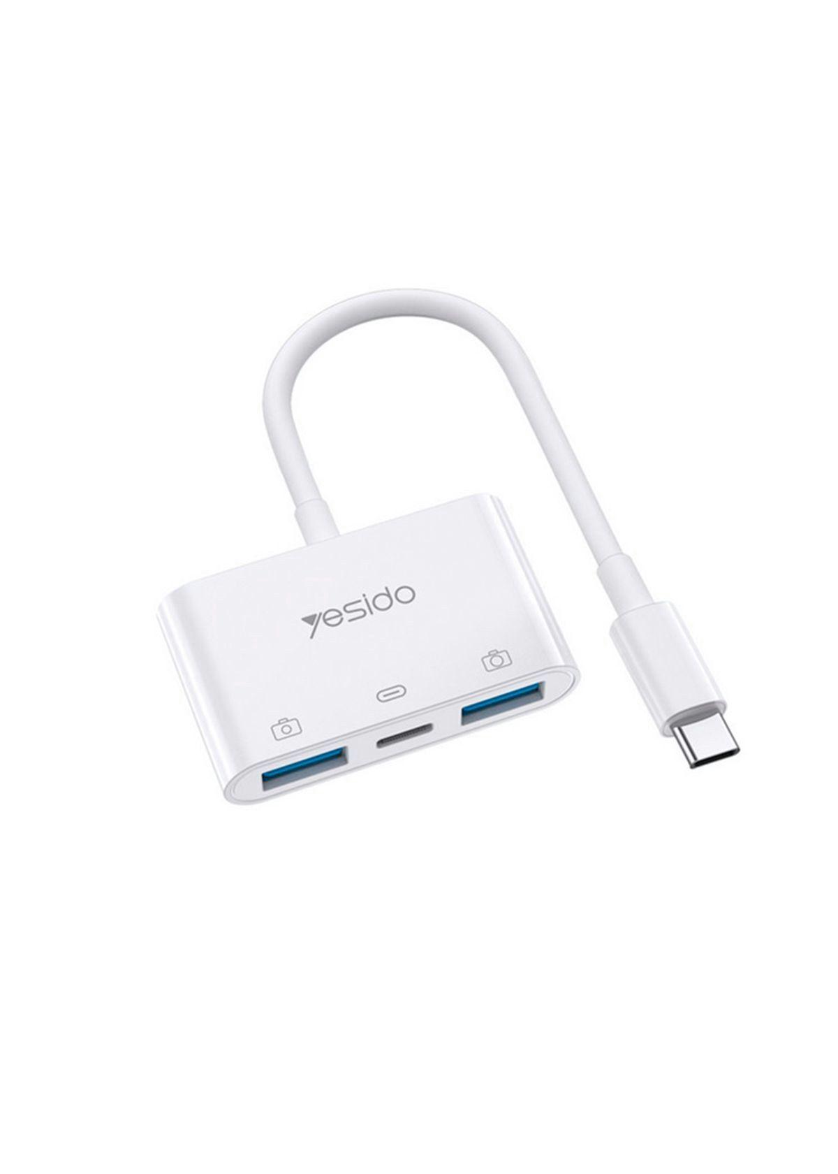 Adaptador 3 En 1 Otg Yesido Gs17 2 Entradas Usb 1 Tipo C-0