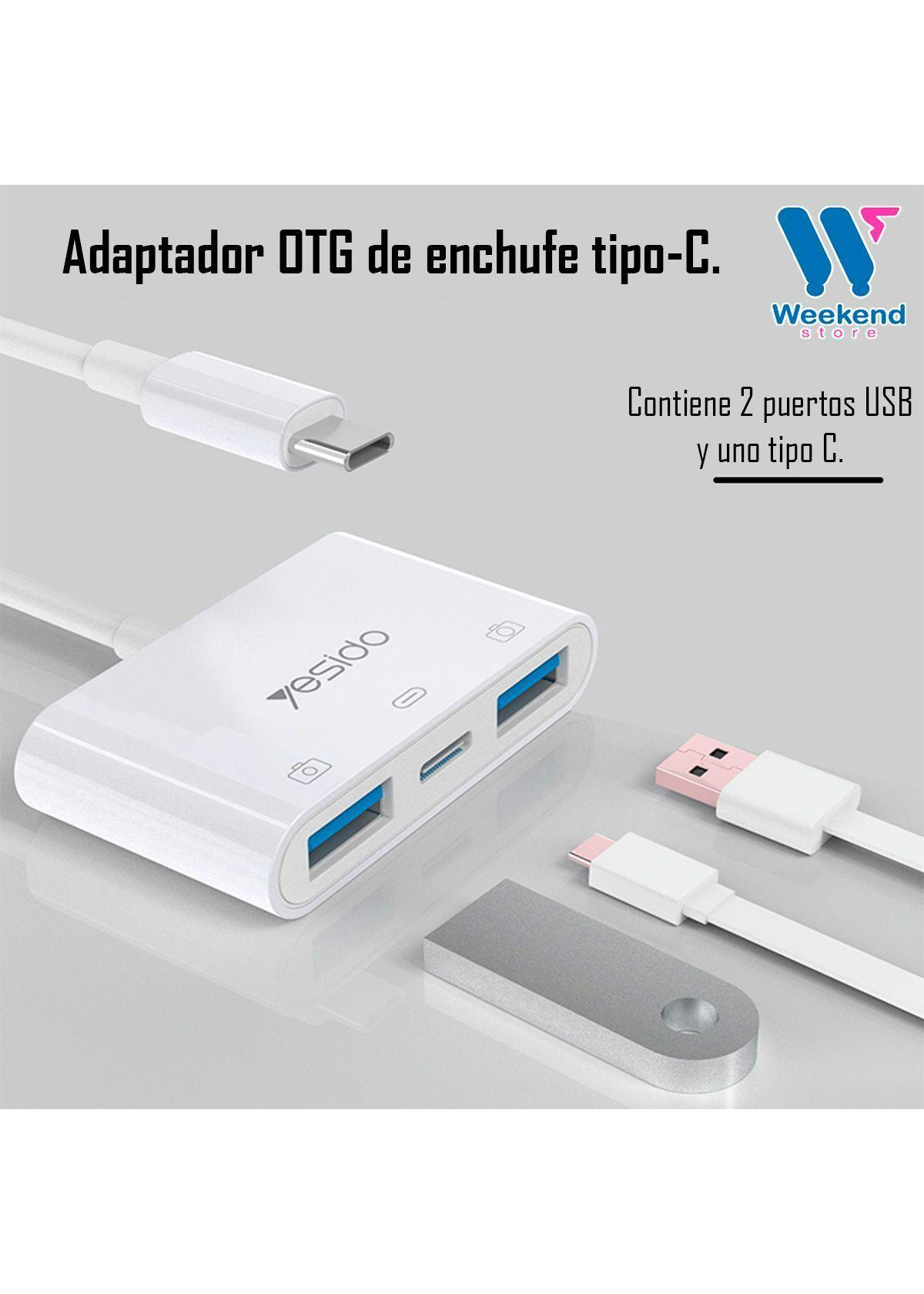 Adaptador 3 En 1 Otg Yesido Gs17 2 Entradas Usb 1 Tipo C-1